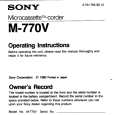 SONY M-770V Owners Manual SONY M-770V Owners Manual