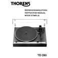 THORENS TD280 Owners Manual THORENS TD280 Owners Manual
