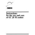 ZANUSSI GC20M Owners Manual ZANUSSI GC20M Owners Manual