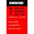 SHURE T SIERIES WIRELESS SYSTEM Owners Manual SHURE T SIERIES WIRELESS SYSTEM Owners Manual